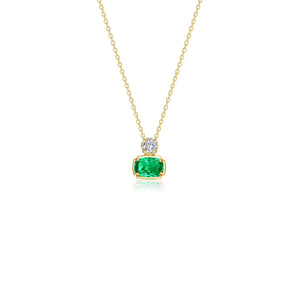 Regal Cushion-Cut Necklace 18" - Emerald