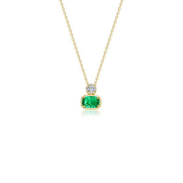Regal Cushion-Cut Necklace 18" - Emerald