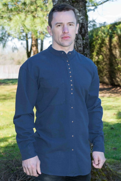 Irish Traditional Grandfather Shirt - Navy