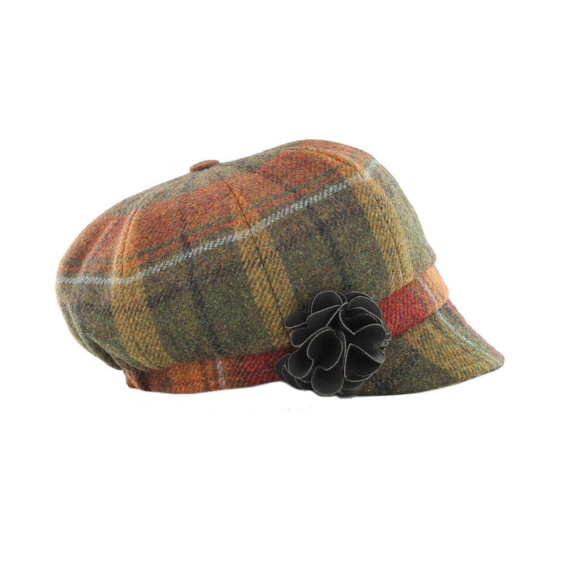 Ladies Tweed Newsboy Hat - Autumn Plaid