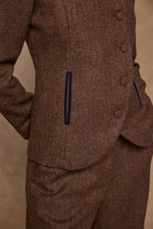 Nicole Tweed Jacket - Chestnut Herringbone