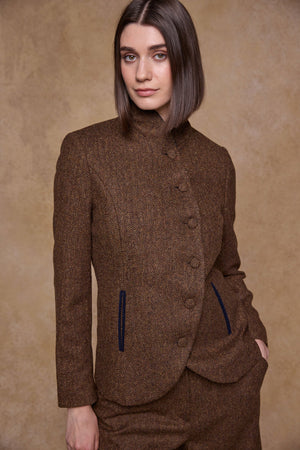 Nicole Tweed Jacket - Chestnut Herringbone
