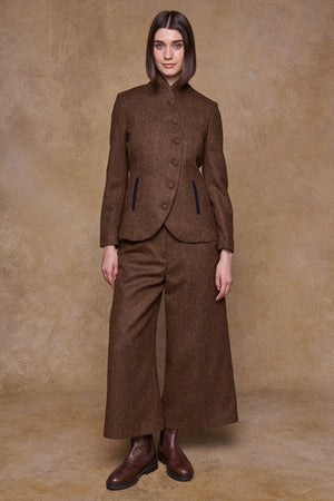 Nicole Tweed Jacket - Chestnut Herringbone