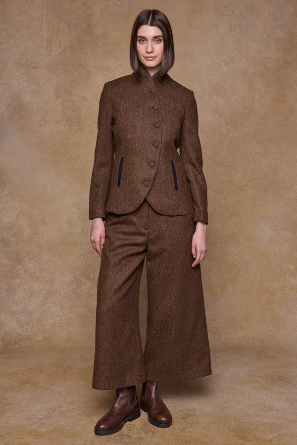 Nicole Tweed Jacket - Chestnut Herringbone