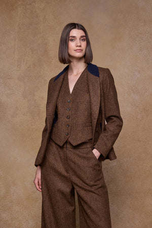 Nicole Tweed Jacket - Chestnut Herringbone