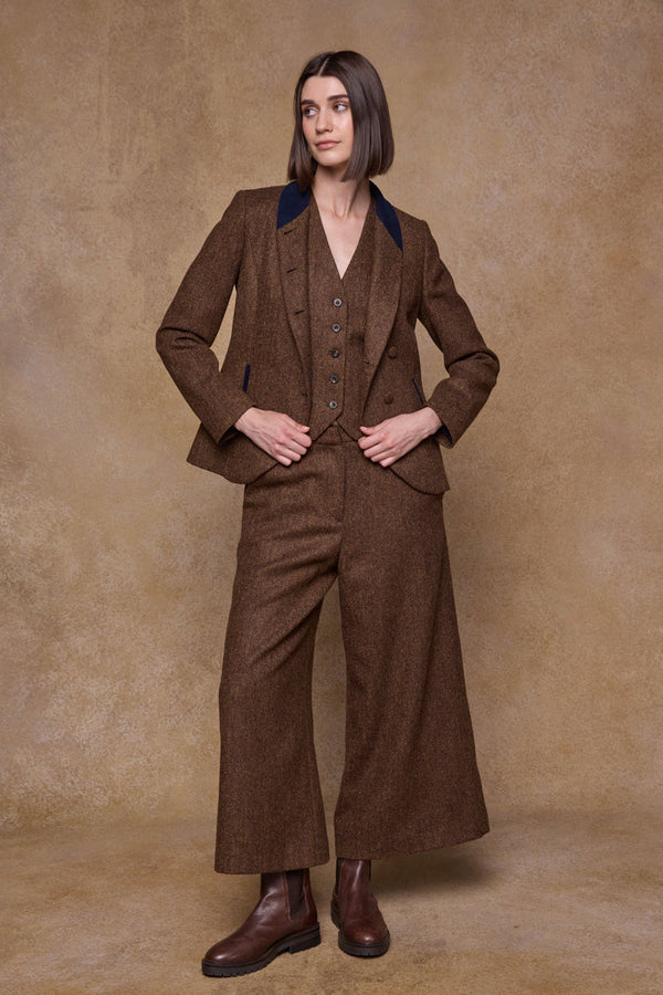 Nicole Tweed Jacket - Chestnut Herringbone