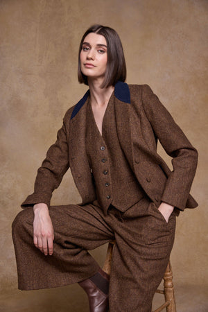 Nicole Tweed Jacket - Chestnut Herringbone