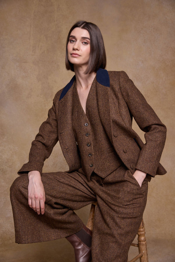Nicole Tweed Jacket - Chestnut Herringbone