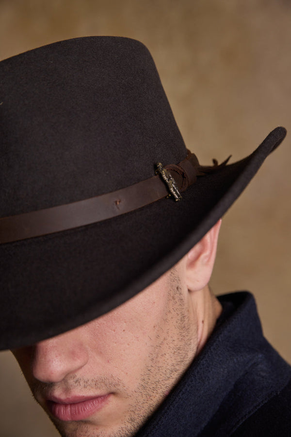 Unisex Boston Wool Felt Hat - Brown
