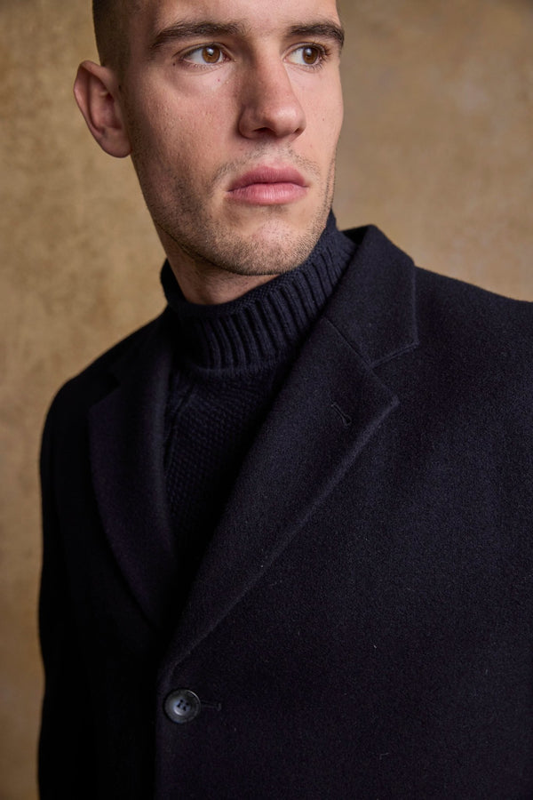 Owen Navy Melton Coat