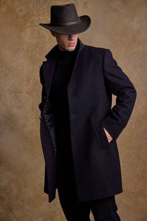 Owen Navy Melton Coat