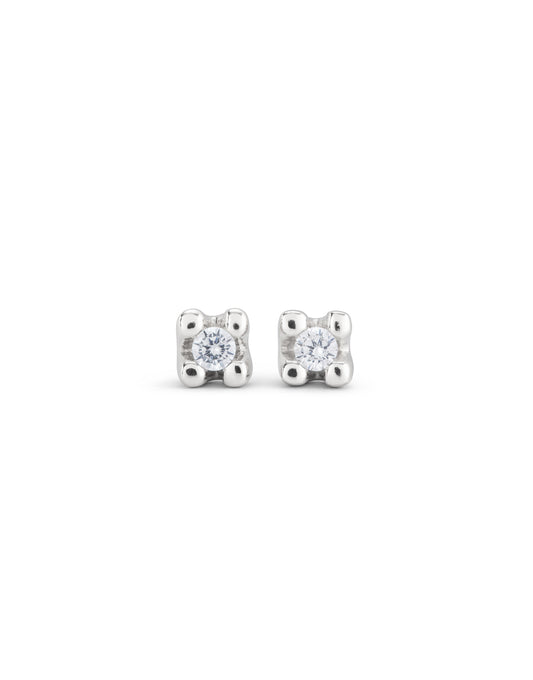 Cosmos Stirling Silver-Plated Stud Earrings - White Crystals