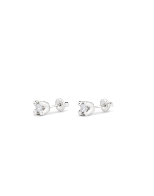 Cosmos Stirling Silver-Plated Stud Earrings - White Crystals