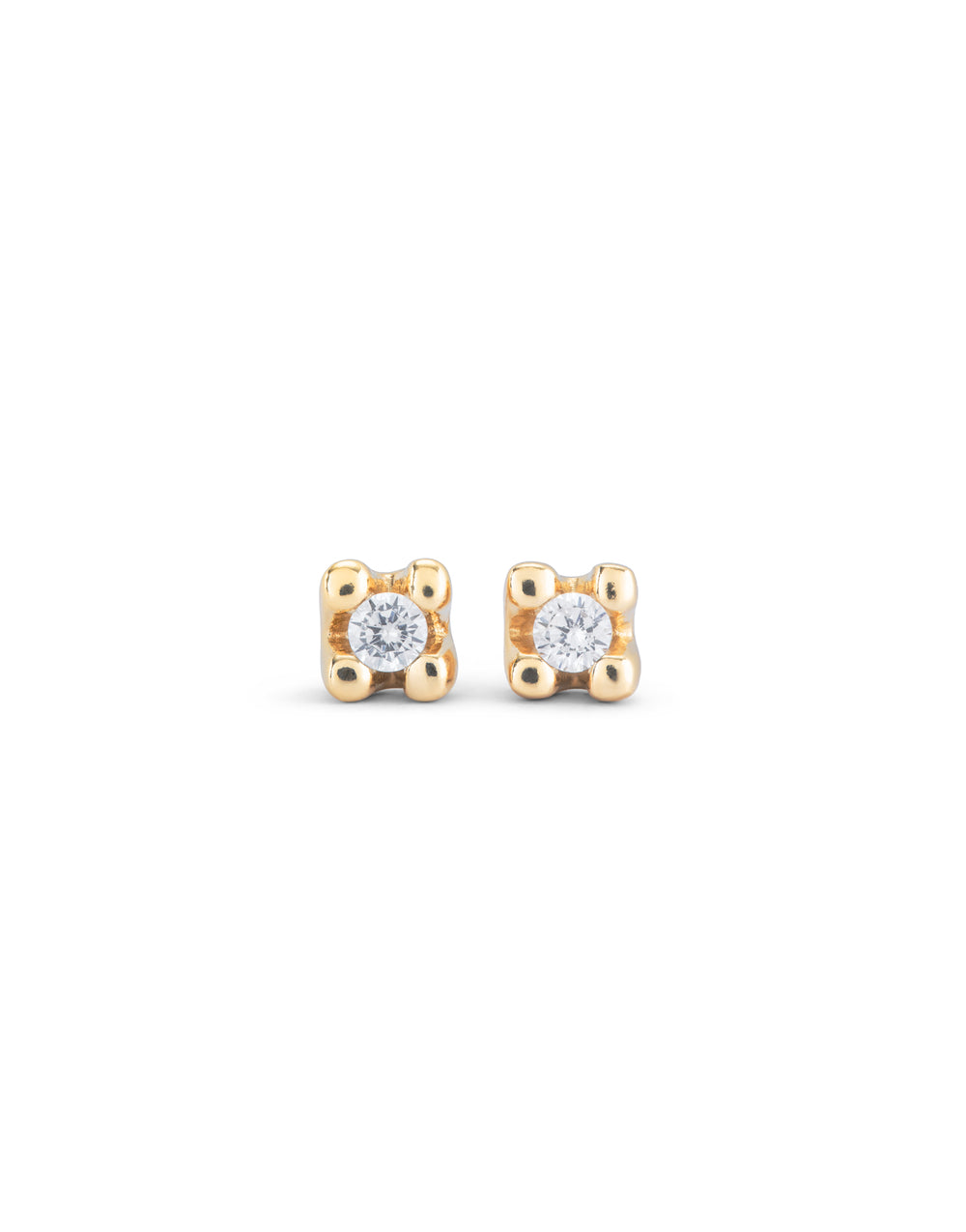 Cosmos Gold Stud Earrings - White Crystals