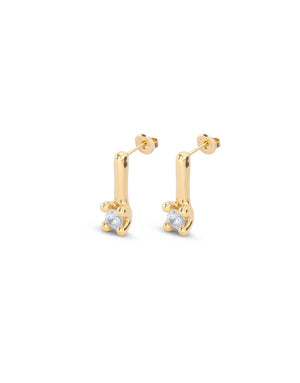 Divine Gold Earrings - White Crystals