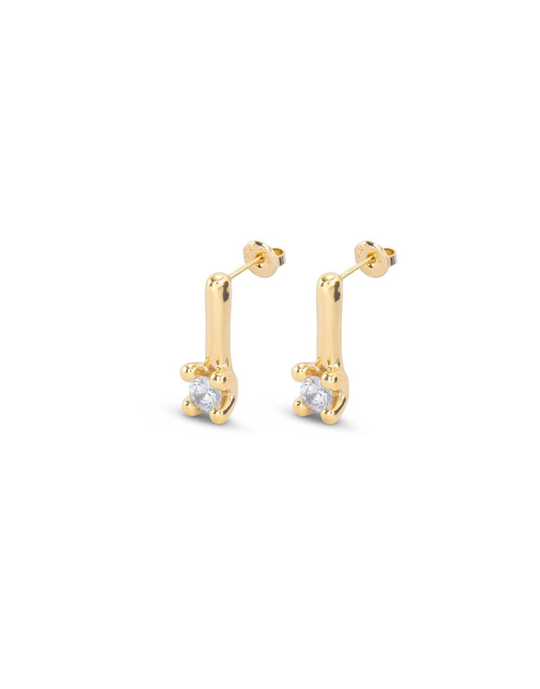 Divine Gold Earrings - White Crystals
