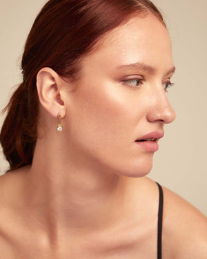 Divine Gold Earrings - White Crystals