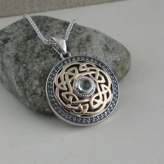 Sterling Silver And 10K Gold Path of LIfe Pendant - White Sapphire