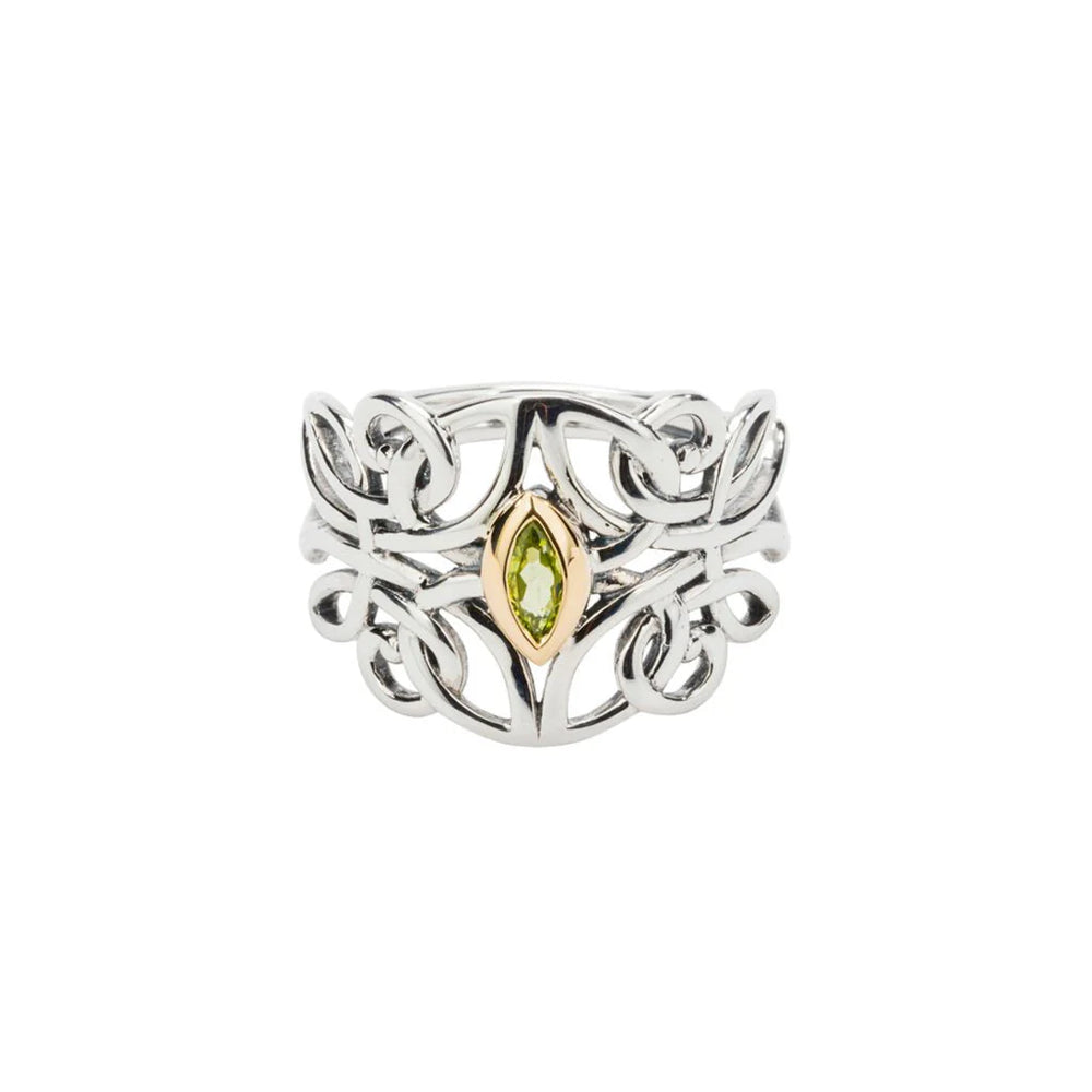 Silver and 10k Gold Guardian Angel Ring - Peridot