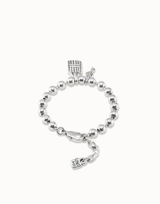 Sterling Silver-Plated Padded With Key Charm Bracelet