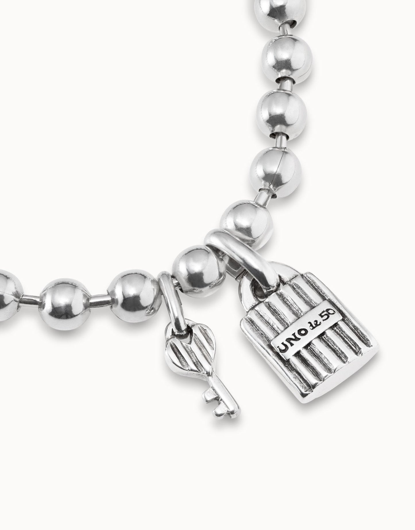 Sterling Silver-Plated Padded With Key Charm Bracelet