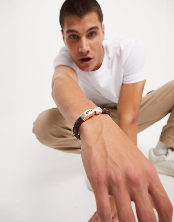 Ser Natural Leather & Silver Bracelet