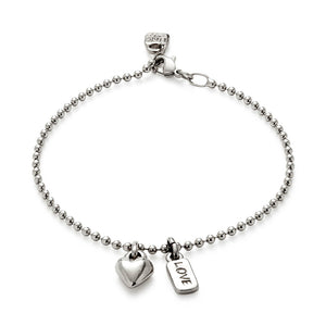 Ser Unico Exc w/ Heart & Love Charms - Silver