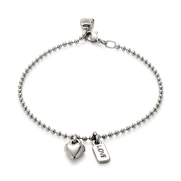 Ser Unico Exc w/ Heart & Love Charms - Silver