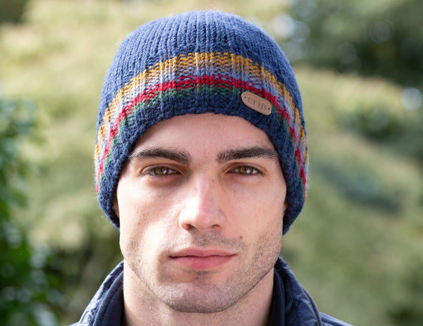 Ribbed Pull On Cap - Dark Blue