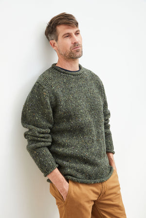 Raheen Tweed Rollneck Men's Sweater - Green