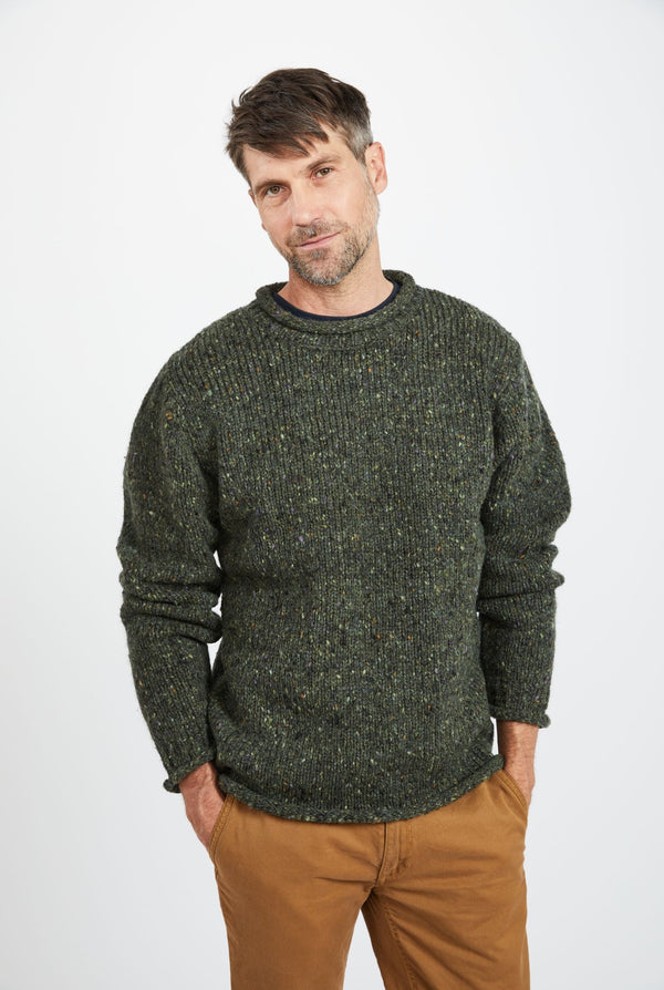 Raheen Tweed Rollneck Men's Sweater - Green