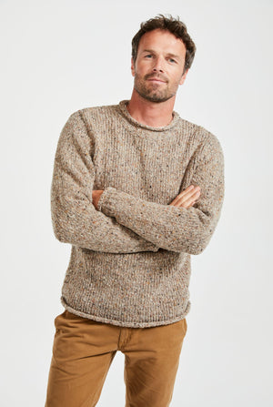 Raheen Tweed Rollneck Men's Sweater - Honey