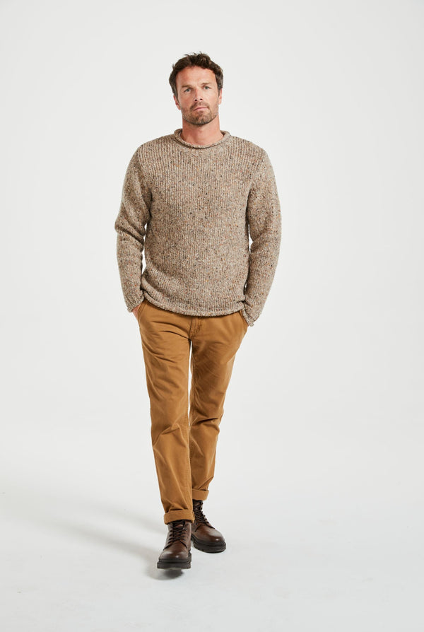 Raheen Tweed Rollneck Men's Sweater - Honey