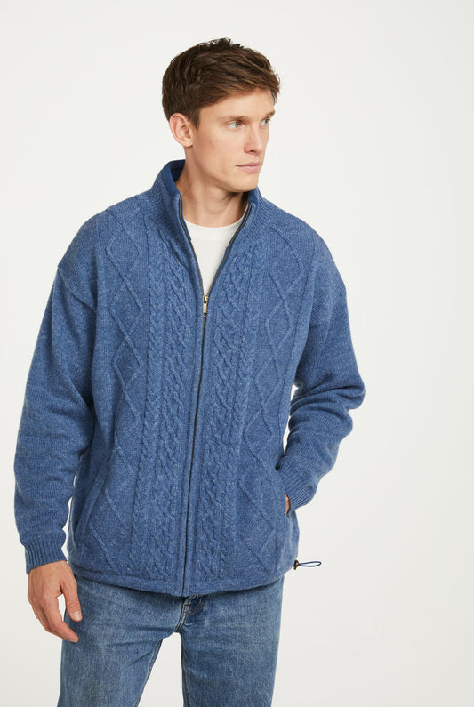 Farmleigh Lined Wool Mens Cardigan - Denim Blue