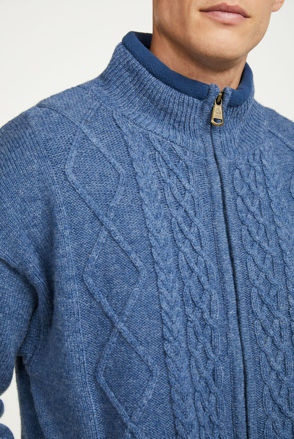 Farmleigh Lined Wool Mens Cardigan - Denim Blue