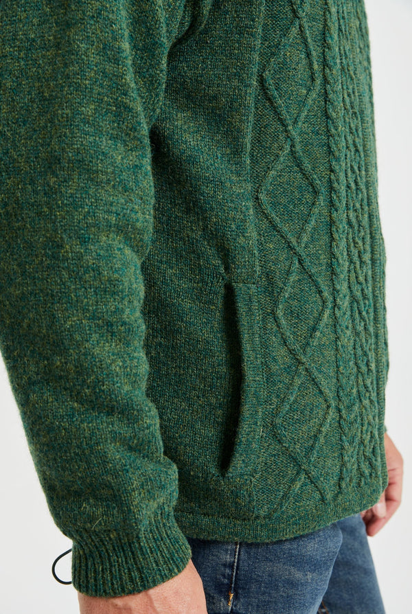 Farmleigh Lined Wool Mens Cardigan - Green