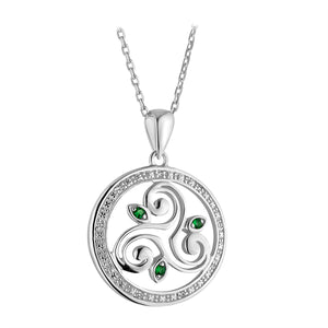 S46800 Silver Crystal Spiral Circle Necklace