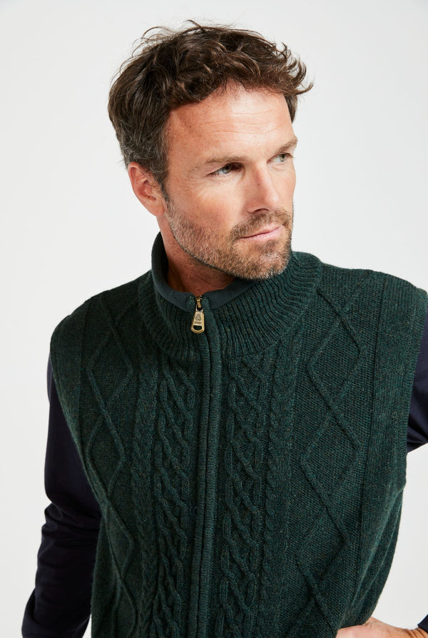 Castletown Lined Wool Mens Gilet - Fern Green