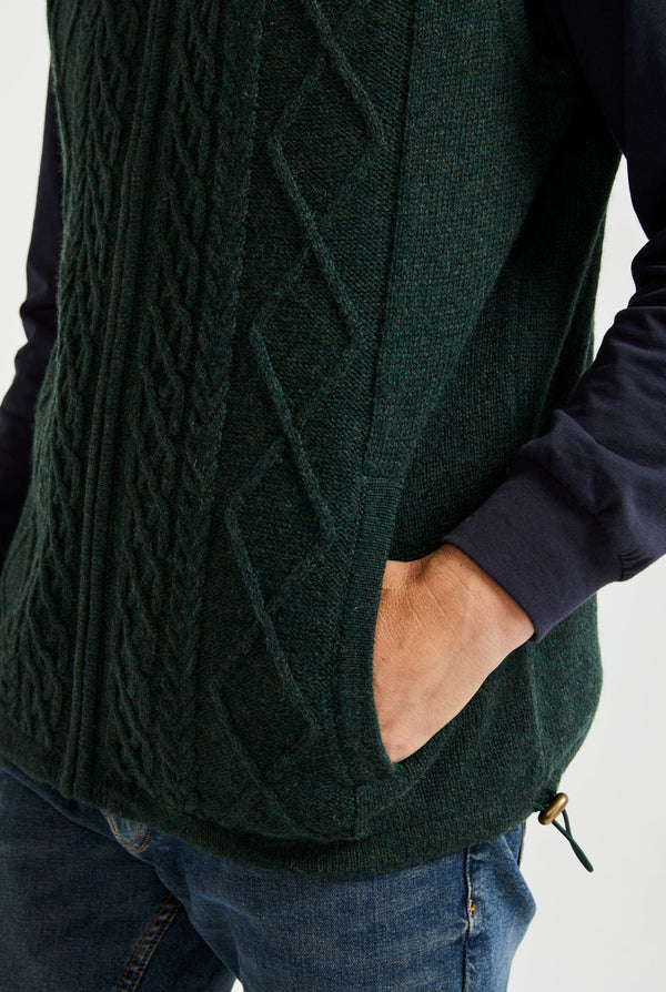 Castletown Lined Wool Mens Gilet - Fern Green