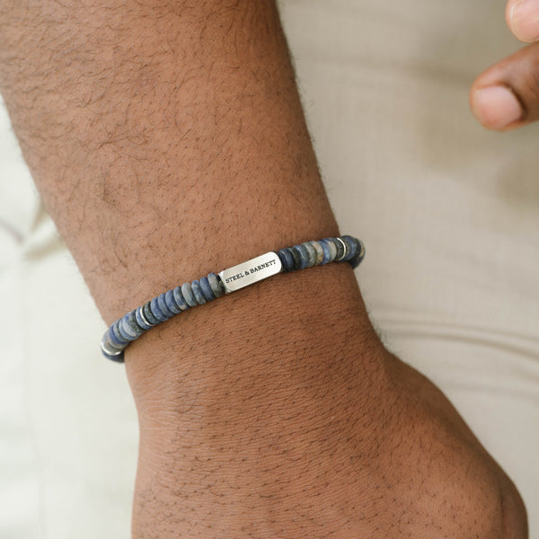 Two Tone Stones Bracelet - Matte Sodalite Small