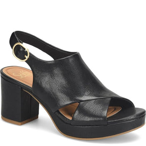 Liv Leather Platform Heel Sandals - Black