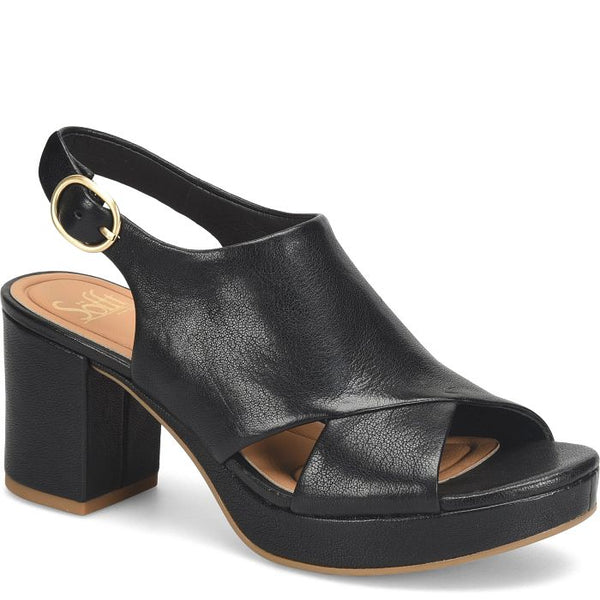 Liv Leather Platform Heel Sandals - Black