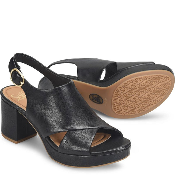 Liv Leather Platform Heel Sandals - Black