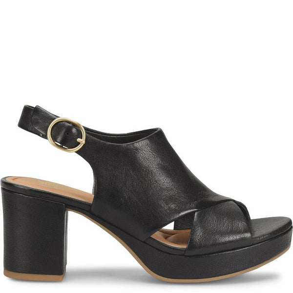 Liv Leather Platform Heel Sandals - Black