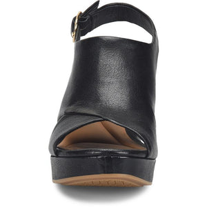 Liv Leather Platform Heel Sandals - Black