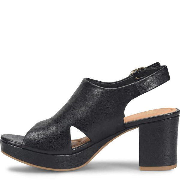 Liv Leather Platform Heel Sandals - Black