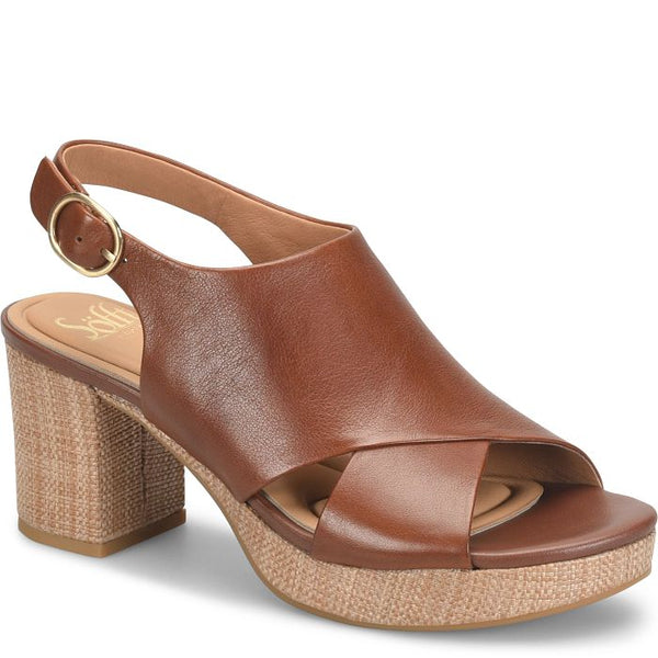 Liv Leather Platform Heel Sandals - Golden Brown