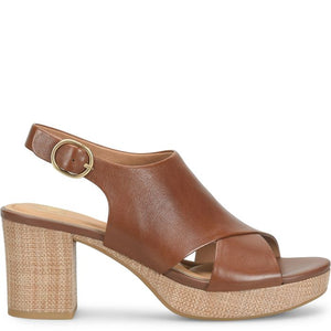 Liv Leather Platform Heel Sandals - Golden Brown