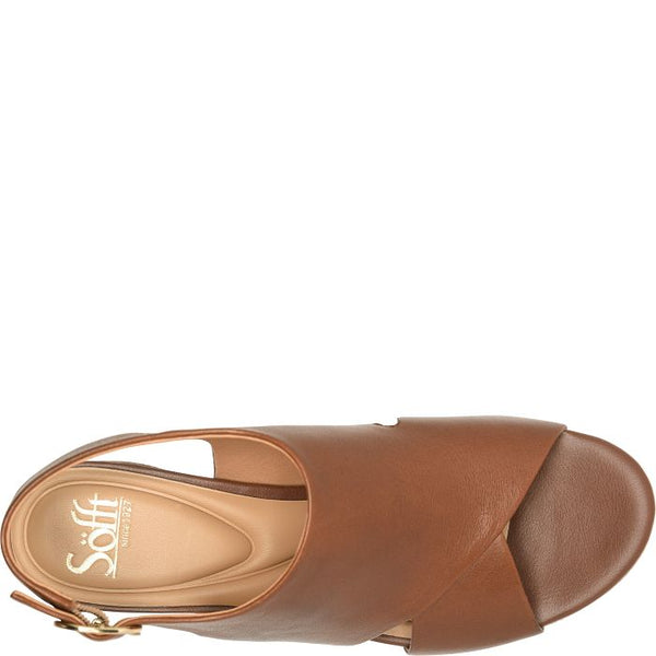 Liv Leather Platform Heel Sandals - Golden Brown