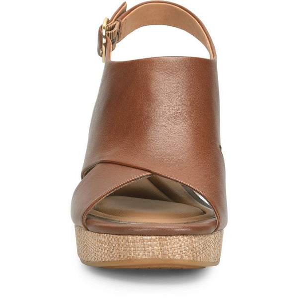 Liv Leather Platform Heel Sandals - Golden Brown